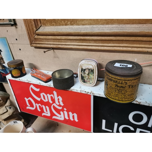 108 - Collection of five advertising tins � Beechams, Cycle Repair etc.