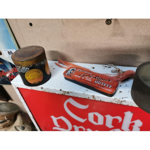 108 - Collection of five advertising tins � Beechams, Cycle Repair etc.