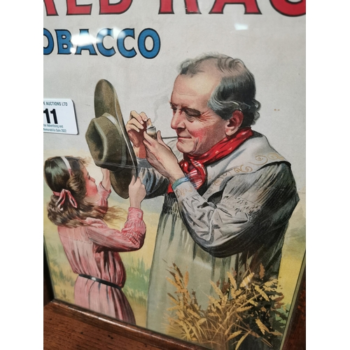 11 - Bigg's Red Rag Tobacco framed advertising showcard. {40 cm H x 27 cm W}.