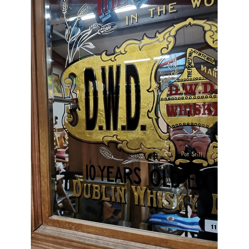 113 - DWD 10 Years Old Extra Special framed advertising mirror. {96 cm H x 109 cm W}.