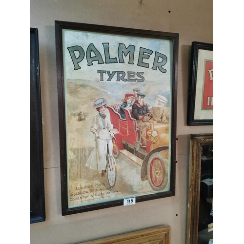 115 - Palmer Tyres framed advertising print. {62 cm H x 42 cm W}.