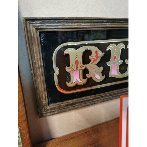 12 - Reverse painted glass Rum framed advertising sign. {25 cm H x 55 cm W}.