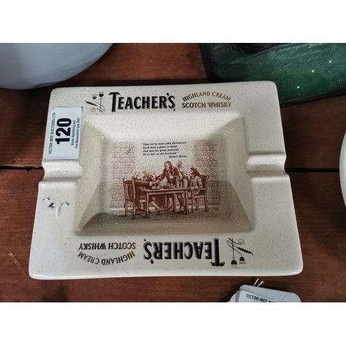 120 - Teachers Whiskey ceramic advertising ashtray and Galiley ashtray. {16 cm H x 19 cm W} and {21 cm Dia... 