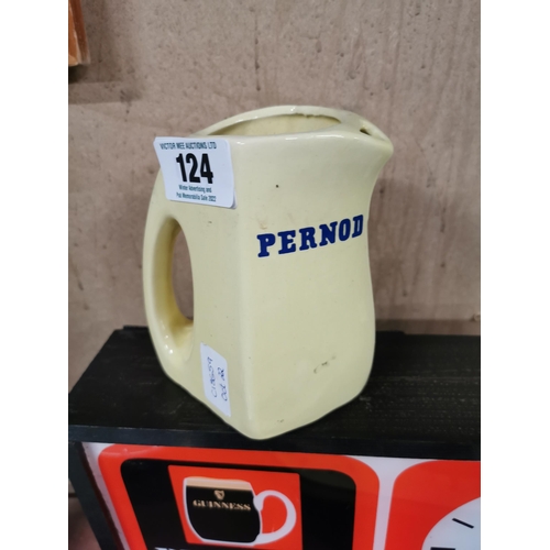 124 - Pernod ceramic advertising water jug. {14 cm H x 13 cm W x 10 cm D}.