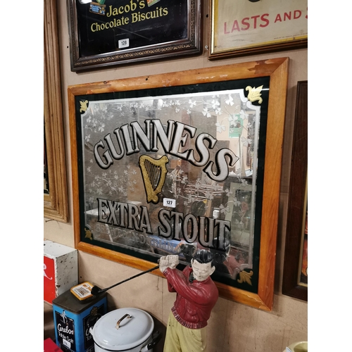 127 - Guinness Extra Stout Brewed in Dublin and London framed advertising mirror. { 68 cm H x 84 cm W}.