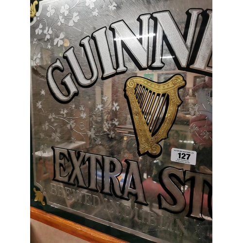 127 - Guinness Extra Stout Brewed in Dublin and London framed advertising mirror. { 68 cm H x 84 cm W}.