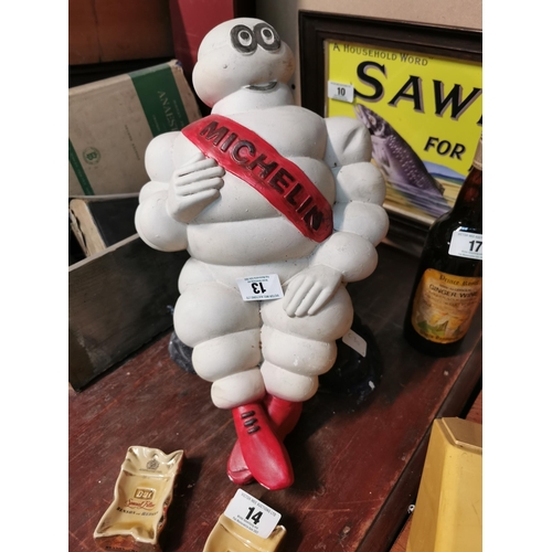 13 - Plaster advertising model of Michelin Man. {36 cm H x 27 cm W x 29 cm D}.