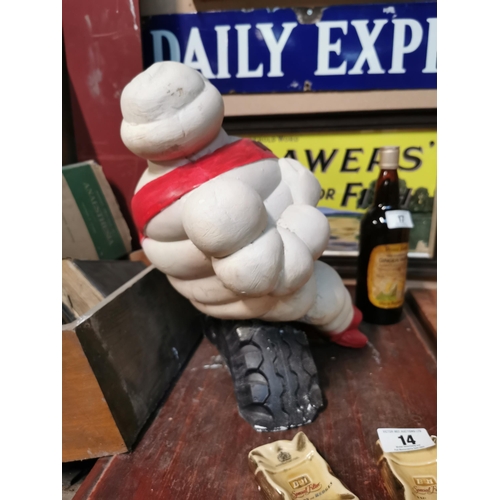 13 - Plaster advertising model of Michelin Man. {36 cm H x 27 cm W x 29 cm D}.
