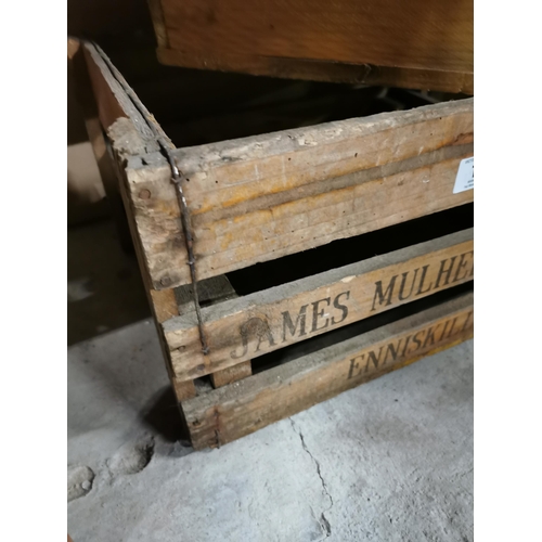 136 - James Mulhern Enniskillen wooden advertising beer crate . {26 cm H x 46 cm W x 48 cm D}.