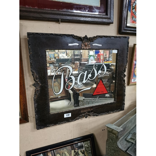 138 - Bass in bottle advertising mirror in original oak frame {57 cm H x 87 cm W}.