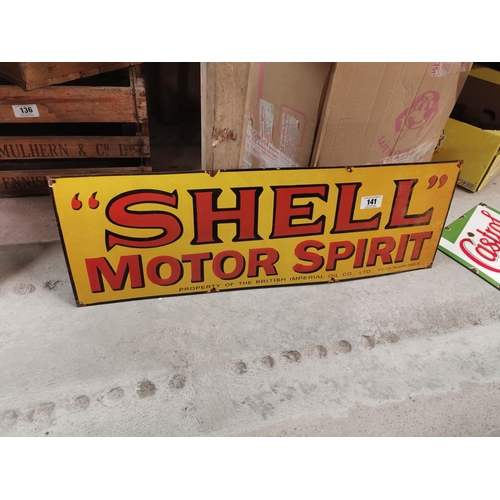 141 - Shell Motor Spirit enamel advertising sign. {25 cm H x 76 cm W}.