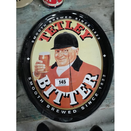 145 - Tetley Bitter tinplate advertising tray. {32 cm H x 41 cm W}.