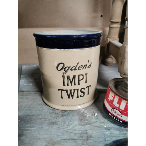 146 - Ogden's Impie Twist tobacco stoneware advertising jar.