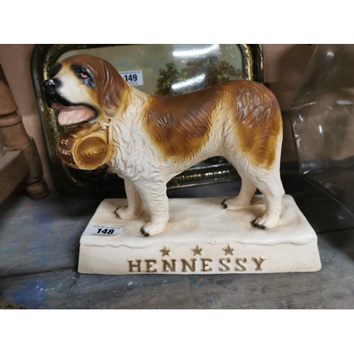 148 - Hennessy Brandy plaster advertising model of Dog. {28 cm H x 31 cm W x 12 cm D}.