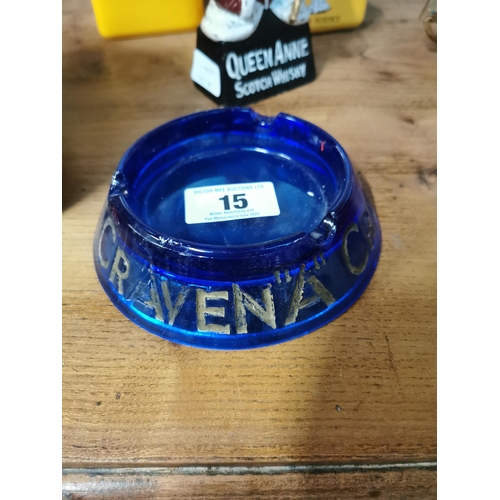 15 - Craven A blue glass advertising ashtray {15 cm Dia.}.