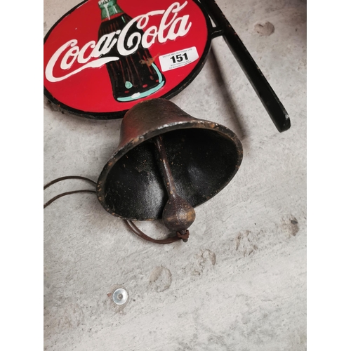 151 - Coca Cola cast iron advertising wall bell. {36 cm H x 25 cm W}