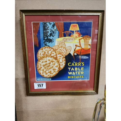 157 - Carr's Table Water Biscuits framed advertising showcard. { 39 cm H x 22 cm W}.