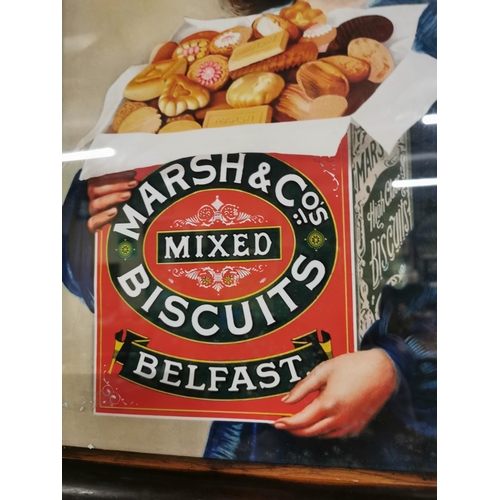 158 - Marsh & CO. biscuits framed advertising print {54 cm H x 43 cm W}.