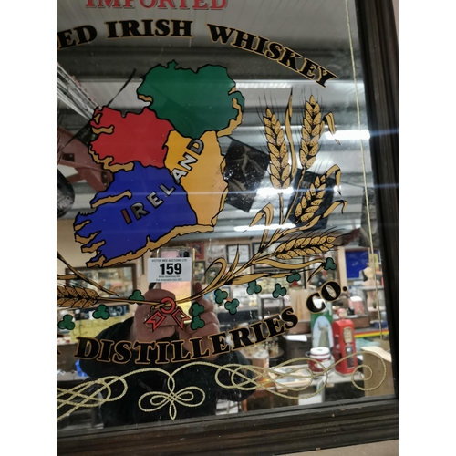 159 - Paddy Whiskey Cork Distillers framed advertising mirror.{72  cm H x 57 cm W}.