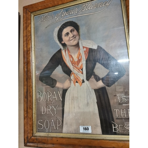 160 - Borax Dry Soap framed advertising show card {70 cm H x 54 cm W}.