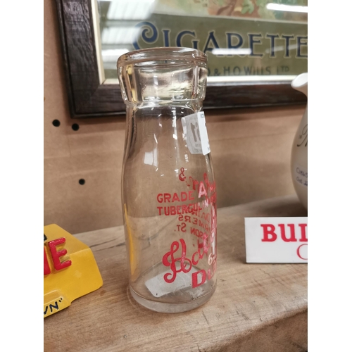 161 - Hatch and Son Leeson Street Dublin glass milk bottle. {16 cm H x 6 cm Dia}.