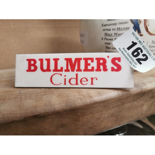 162 - Bulmer�s Cider perspex clip on advertising sign. {4 cm H x 13 cm W}.