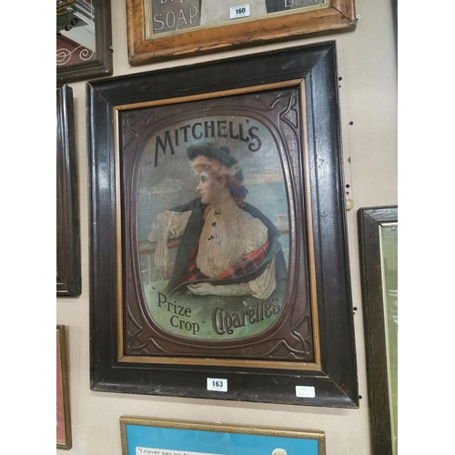 163 - Rare Mitchell's Prize Crop Cigarettes embossed tin plate framed advertising sign {77 cm H x 61 cm W}... 