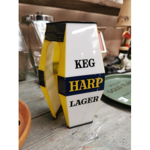 171 - Harp Lager light up counter advertising box. {22 cm H x 12 cm W}.