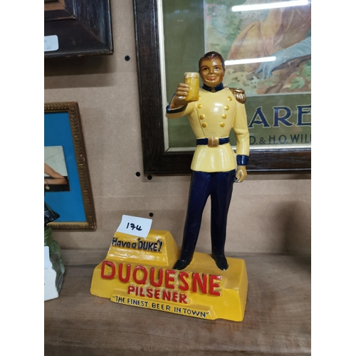 174 - Composition advertising figure Duquesne Pilsener The Finest Beer in Town. {28 cm H x 18 cm W x 8 cm ... 