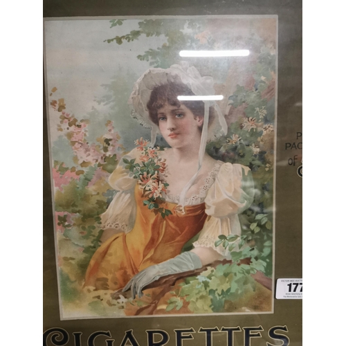 177 - Rare Wild Woodbine Cigarettes framed advertising show card {58 cm H x 45 cm W}.