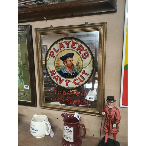 185 - Player's Navy Cut Tobacco and Cigarettes framed advertising mirror. { 56 cm H x 46 W}.