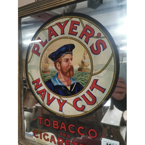 185 - Player's Navy Cut Tobacco and Cigarettes framed advertising mirror. { 56 cm H x 46 W}.