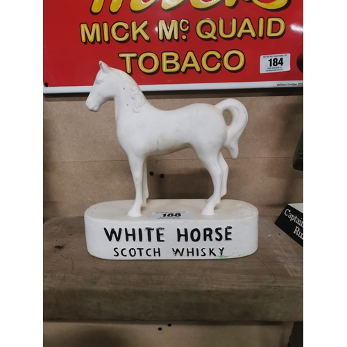 188 - White Horse Scotch whiskey composition advertising figure. {23 cm H x 21 cm W x 8 cm D}.