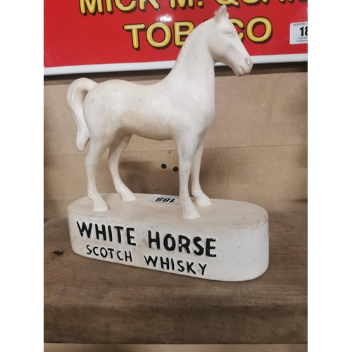 188 - White Horse Scotch whiskey composition advertising figure. {23 cm H x 21 cm W x 8 cm D}.