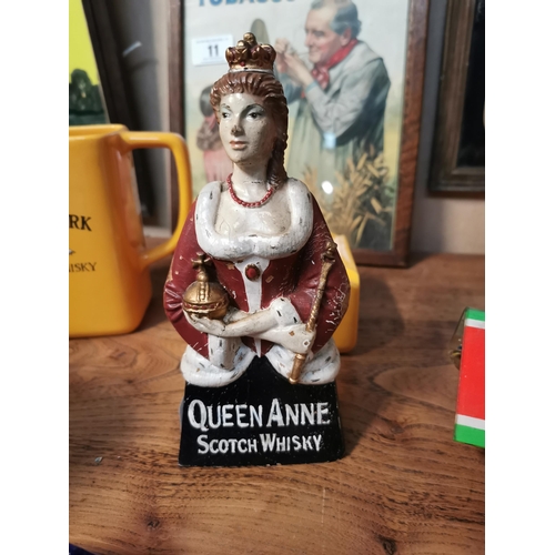 19 - Rubberoid advertising figure for Queen Anne Scotch Whiskey. {20 cm H x 9 cm W x 5 cm D}