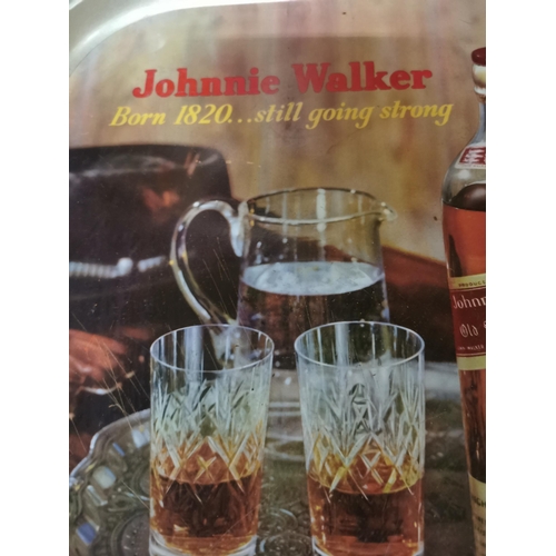 193 - Johnnie Walker advertising drink's tray. { 35cm H X 35cm W }.