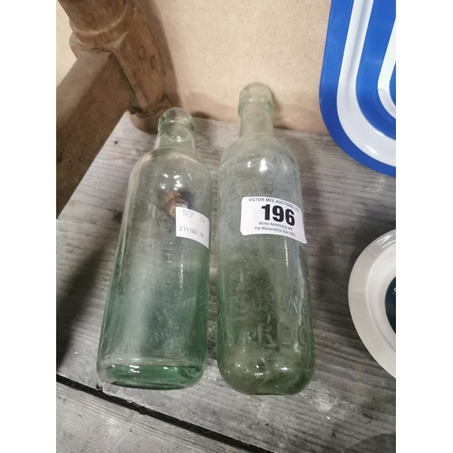 196 - Two 19th C. blob top bottles - Hilton and Bates Newtownheath and Corcoran and Co Carlow. {24 cm H an... 