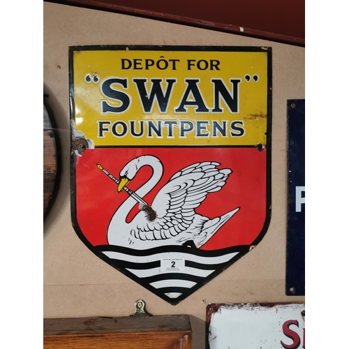 2 - Depot For Swan Fountpens enamel advertising sign {49 cm H x 38 cm W}.