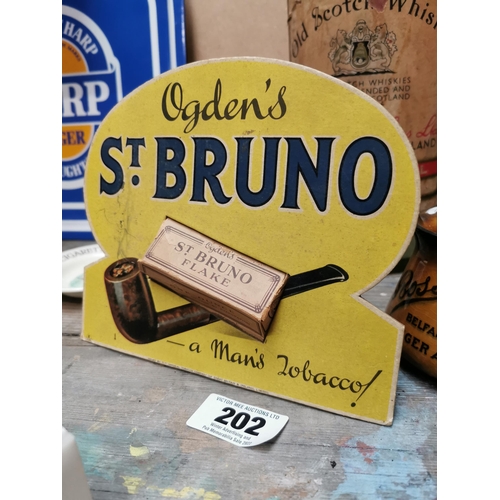 202 - Ogden�s St Bruno Die Cut Tobacco card advertising sign. {18 cm H x 20 cm W}