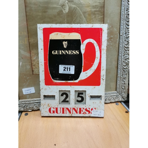 211 - Guinness tin plate advertising calendar {20 cm H x 28 cm W}.