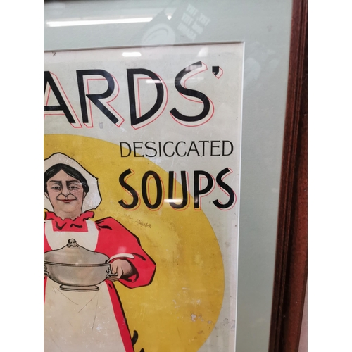 214 - Edward's Soup advertising framed advertising showcard. { 66 cm H x 51 cm W}.