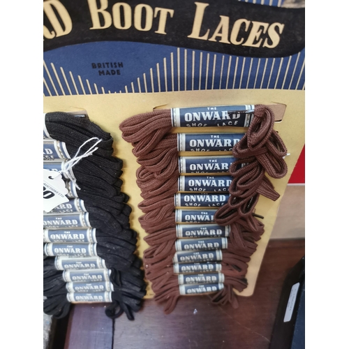 220 - Onward Boot Laces advertising display. { 36 cm H x 21 cm W}.