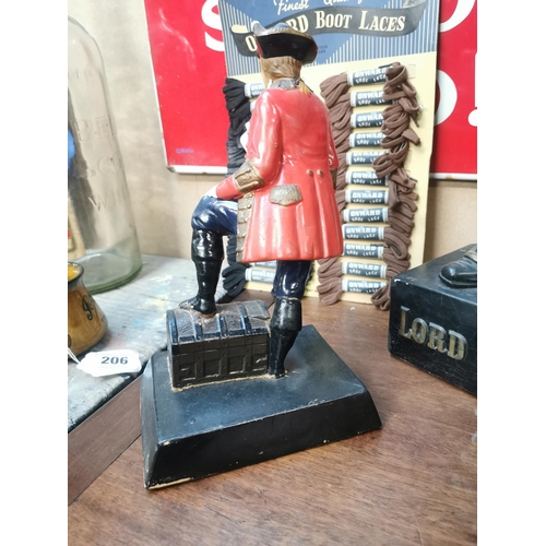 222 - Rubberoid advertising figure in the form of a Gentleman with Treasure Chest. { 28 cm H x 17 cm W}.