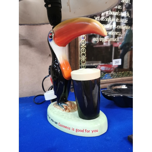 254 - Guinness Toucan ceramic advertising lamp with original shade {43 cm H x 29 cm W}.