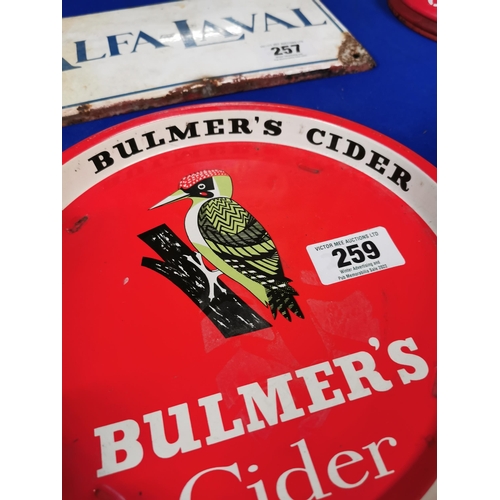 259 - Bulmer's Cider tin plate advertising drinks tray {26 cm Dia.}.