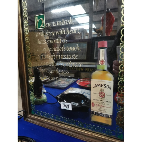 265 - Jameson Whiskey framed mirror with verse. {68 cm H x 48 cm W}.