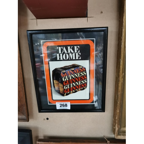 268 - Guinness Take Home framed advertising showcard. {26 cm H x 23 cm W}.