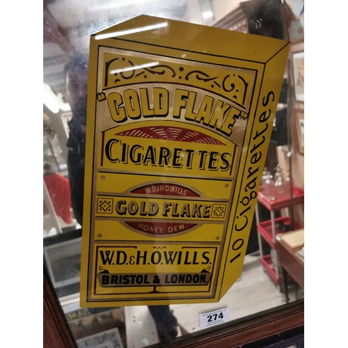 274 - Gold Flake Cigarettes framed advertising mirror. {57 cm H x 47 cm W}.