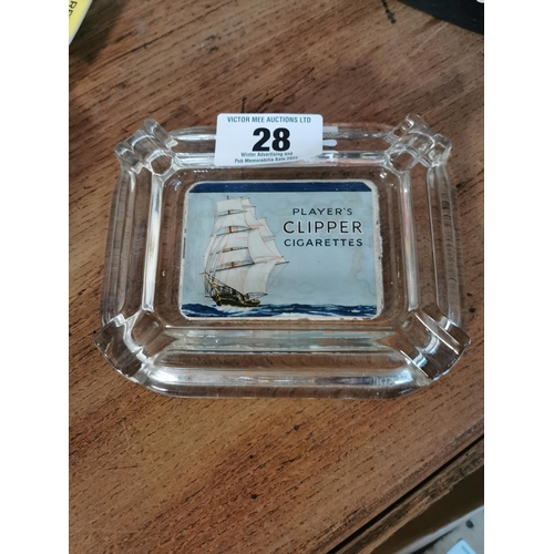 28 - Player's Clipper Cigarettes advertising ashtray. {2 cm H x 16 cm W x 13 cm D}