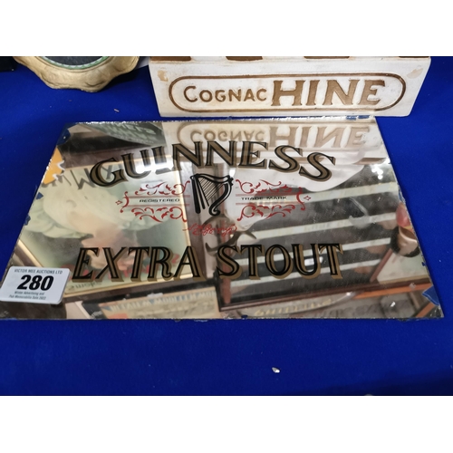 280 - Guinness Extra Stout advertising mirror with no frame. {21 cm H x 31 cm W}.